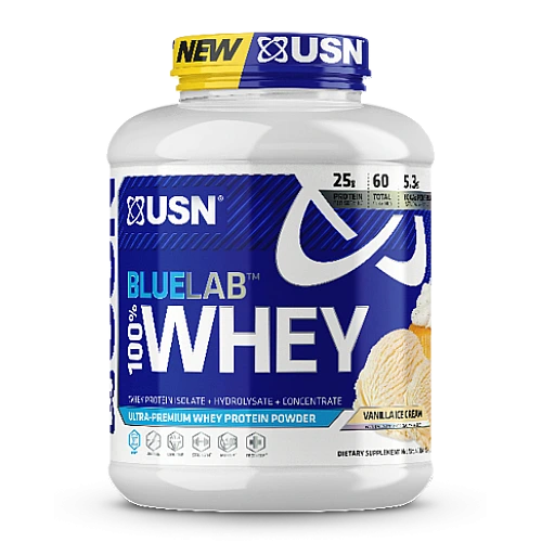 אבקת חלבון מי גבינה BlueLab 100% Whey בטעם וניל 2.04  ק"ג - מבית USN