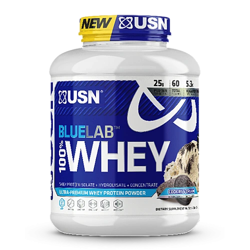 אבקת חלבון מי גבינה BlueLab 100% Whey בטעם קרם עוגיות 2.04  ק"ג - מבית USN