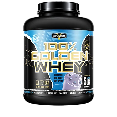 אבקת חלבון מי גבינה באיכות גבוהה 100% Golden Whey בטעם מאפין אוכמניות 2.3 קג - מבית MAXLER