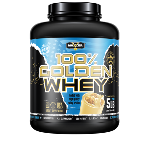 אבקת חלבון מי גבינה באיכות גבוהה 100% Golden Whey בטעם עוגיות חמאת בוטנים 2.3 קג - מבית MAXLER