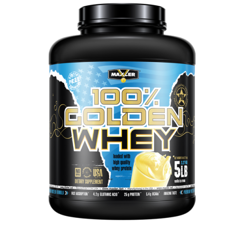אבקת חלבון מי גבינה באיכות גבוהה 100% Golden Whey בטעם קרם בננה 2.3 קג - מבית MAXLER