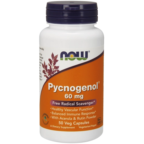 פיקנוגנול בתוספת אסרולה ורוטין 60 מ"ג - 50 כמוסות מבית NOW FOODS