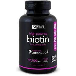 ביוטין 10,000 מקג עם שמן קוקוס - 120 כמוסות מבית Sports Research