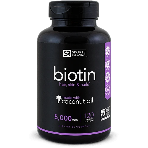 ביוטין 5,000 מקג עם שמן קוקוס - 120 כמוסות מבית Sports Research