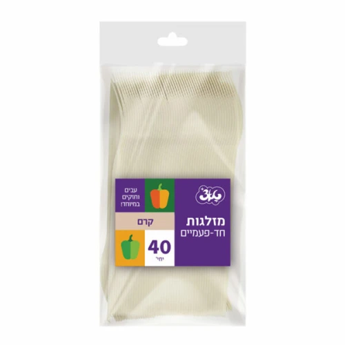 טאצ׳ מזלגות חד פעמיים צבע קרם באריזת 40 יחידות