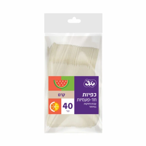 טאצ׳ כפיות חד פעמיים צבע קרם באריזת 40 יחידות