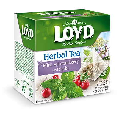 חליטת נענע חמוציות וצמחים לויד 20 שקיות תה פירמידה - LOYD
