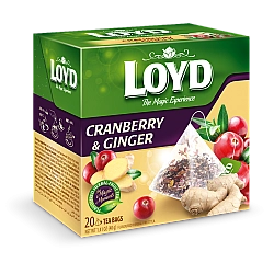 חליטת פירות עם חמוציות וג'ינגר לויד 20 שקיות תה פירמידה - LOYD