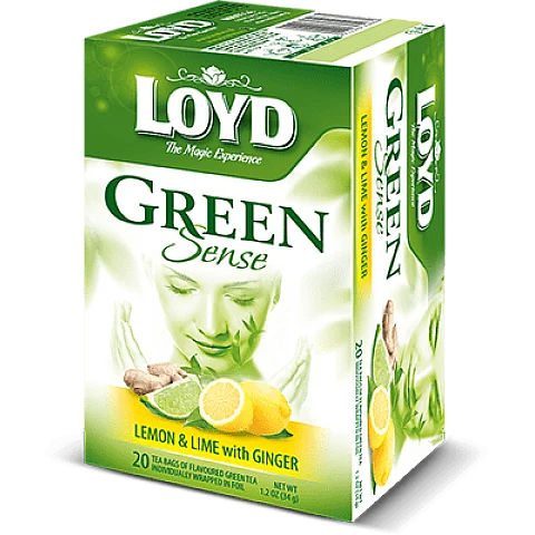 תה ירוק עם לימון ליים וג'ינג'ר לויד 20 שקיות תה - LOYD