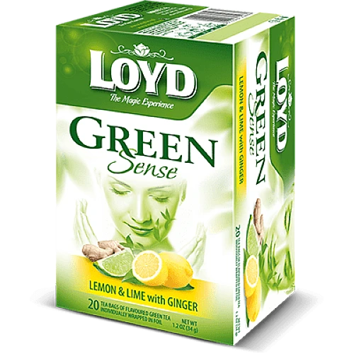 תה ירוק עם לימון ליים וג'ינג'ר לויד 20 שקיות תה - LOYD