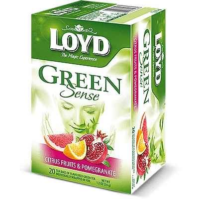 תה ירוק עם פרי הדר ורימונים לויד 20 שקיות תה - LOYD