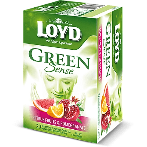 תה ירוק עם פרי הדר ורימונים לויד 20 שקיות תה - LOYD