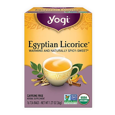 יוגי תה אורגני ליקריץ מצרי ללא קפאין 16 שקיקים - מבית Yogi Tea