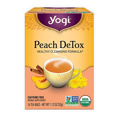 יוגי תה אפרסק דיטוקס מנקה ללא קפאין 16 שקיקים - מבית Yogi Tea