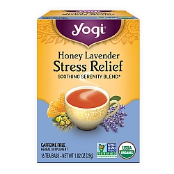 יוגי תה דבש לבנדר אורגני הפגת מתחים ללא קפאין 16 שקיקי - מבית Yogi Tea