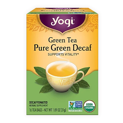 יוגי תה ירוק נטול קפאין ירוק טהור 16 שקיקים - מבית Yogi Tea