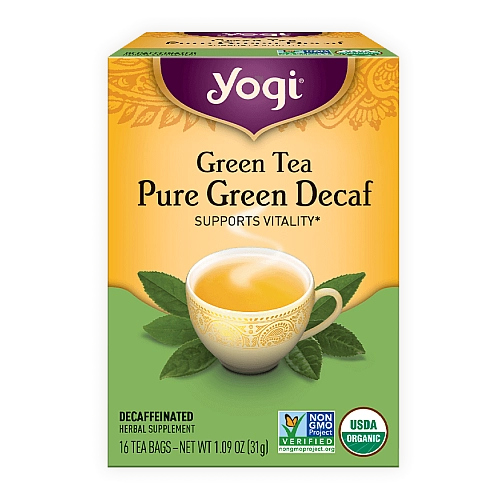 יוגי תה ירוק נטול קפאין ירוק טהור 16 שקיקים - מבית Yogi Tea