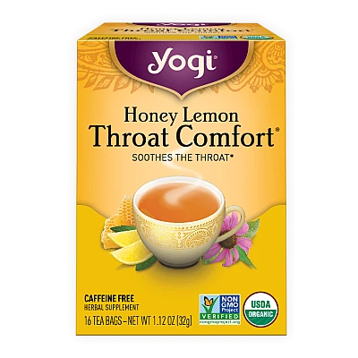 יוגי תה לימון דבש נוחות גרון ללא קפאין 16 שקיקים - מבית Yogi Tea
