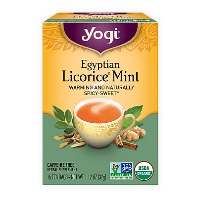 יוגי תה מנטה ליקריץ מצרי ללא קפאין 16 שקיקים - מבית Yogi Tea