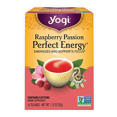 יוגי תה תשוקת פטל אנרגיה מושלמת מכין קפאין 16 שקיקים - מבית Yogi Tea