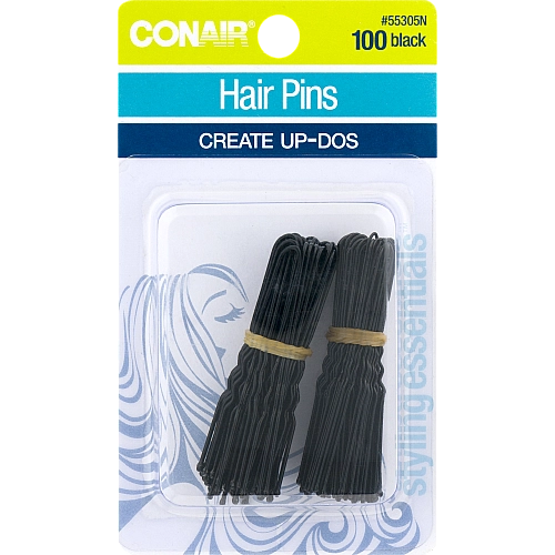 סיכות סבתא איכותיות יוצרות תסרוקות צבע שחור - 100 יחידות - מבית Conair