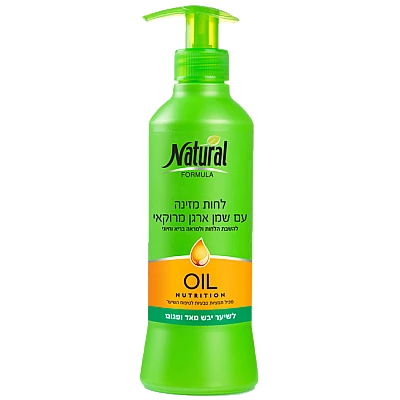 נטורל פורמולה לחות מזינה עם שמן ארגן מרוקאי לשיער יבש מאוד ופגום 400 מ"ל - מבית NATURAL FORMULA