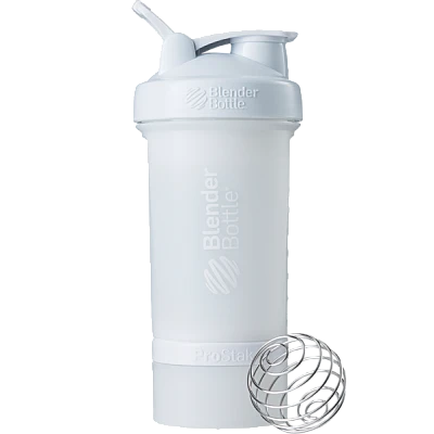 שייקר חכם מקצועי לבן באיכות גבוהה אחסנה לאבקה וכדורים עם קפיץ 650 מ"ל - Blender Bottle