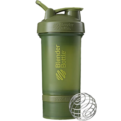 שייקר חכם מקצועי מוס ירוק באיכות גבוהה אחסנה לאבקה וכדורים עם קפיץ 650 מ"ל - Blender Bottle