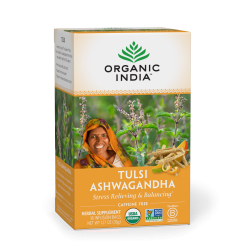 אורגניק אינדיה תה טולסי אשוואגנדה נטול קפאין 18 שקיקים חליטה - מבית Organic India