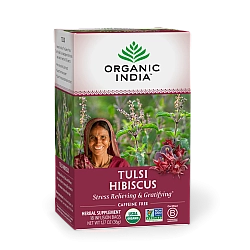 אורגניק אינדיה תה טולסי היביסקוס נטול קפאין 18 שקיקים חליטה - מבית Organic India