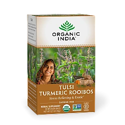אורגניק אינדיה תה טולסי כורכום רואיבוס נטול קפאין 18 שקיקים חליטה - מבית Organic India