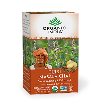 אורגניק אינדיה תה טולסי צ'אי מסאלה 18 שקיקים חליטה - מבית Organic India
