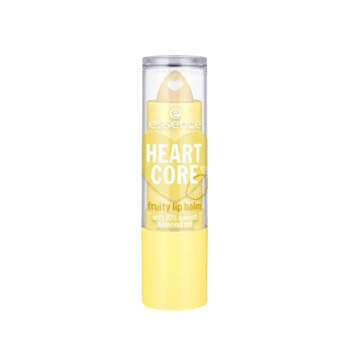 אסנס תכשיר לטיפוח השפתיים ⁦HEART CORE Fruity Lip Balm With 10⁩ % ⁦Almond Oil⁩ בגוון ⁦04 LUCKY LEMON⁩ בתכולת 3 גרם