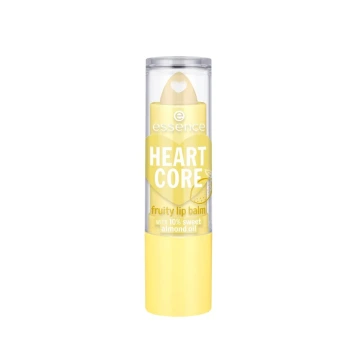 אסנס תכשיר לטיפוח השפתיים ⁦HEART CORE Fruity Lip Balm With 10⁩ % ⁦Almond Oil⁩ בגוון ⁦04 LUCKY LEMON⁩ בתכולת 3 גרם