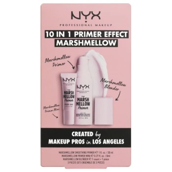 ניקס מארז איפור 10⁦IN1 PRIMER EFFECT MARSHMALLOW SET - The Marsh Mellow Primer - Makeup Base 30 ml and 8 ml⁩  + ⁦Makeup Sponge - Set⁩ בתכולת 38 מ״ל