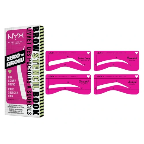 ניקס שבלונות לעיצוב גבות ⁦Zero To Brow⁩  בגוון ⁦FOR SKINNY BROWS⁩ בתכולת 4 יחידות