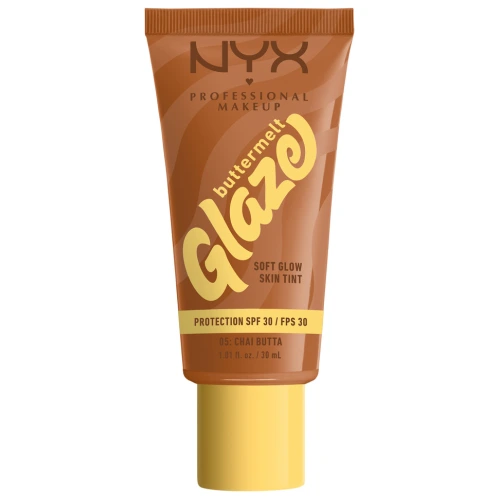 ניקס ⁦BUTTERMELT GLAZE⁩  מייק אפ טינט עד 24 שעות של לחות וגלואו לפנים - ⁦CHAI BUTTA 05⁩ בתכולת 30 מ״ל