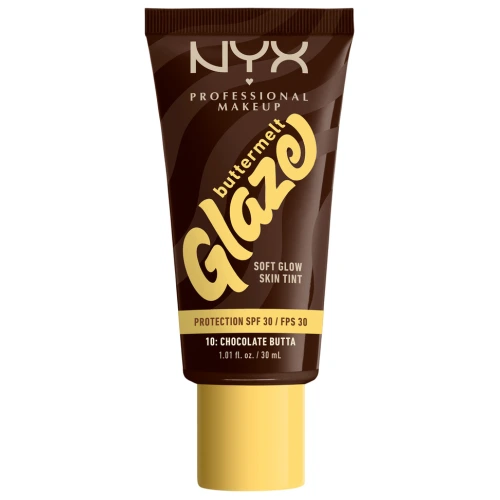 ניקס ⁦BUTTERMELT GLAZE⁩  מייק אפ טינט עד 24 שעות של לחות וגלואו לפנים - ⁦CHOCOLATE BUTTA 10⁩ בתכולת 30 מ״ל