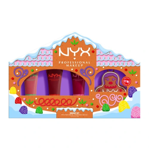 ניקס מארז איפור ⁦Holiday Sneak Peak - Gingerbaddie Smushy Kit - Lip Makeup Gift Set - 3 x 8 ml⁩ בתכולת 24 מ״ל