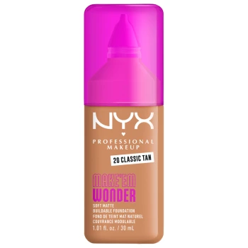 ניקס ⁦MAKE EM WONDER⁩  מייק אפ לגימור מאט טבעי ועמידות עוצמתית עד 24 שעות - ⁦CLASSIC TAN 20⁩ בתכולת 30 מ״ל