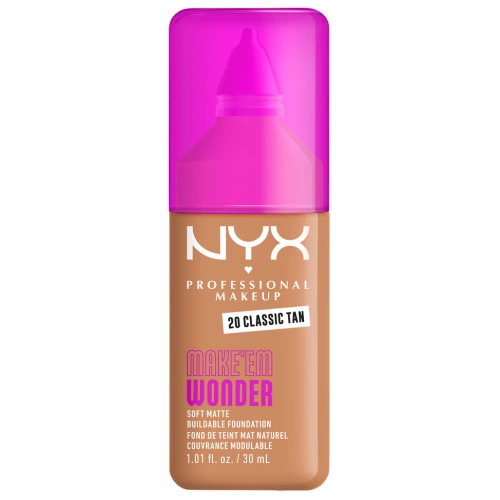 ניקס ⁦MAKE EM WONDER⁩  מייק אפ לגימור מאט טבעי ועמידות עוצמתית עד 24 שעות - ⁦CLASSIC TAN 20⁩ בתכולת 30 מ״ל