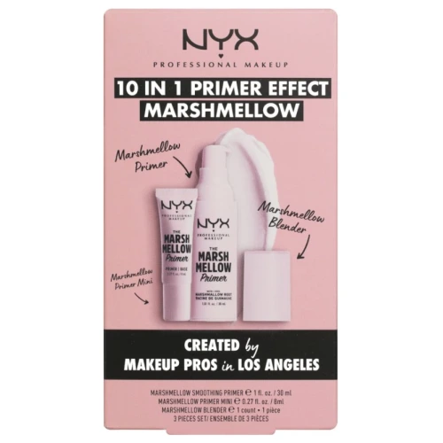 ניקס מארז איפור 10⁦IN1 PRIMER EFFECT MARSHMALLOW SET - The Marsh Mellow Primer - Makeup Base 30 ml and 8 ml⁩  + ⁦Makeup Sponge - Set⁩ בתכולת 38 מ״ל