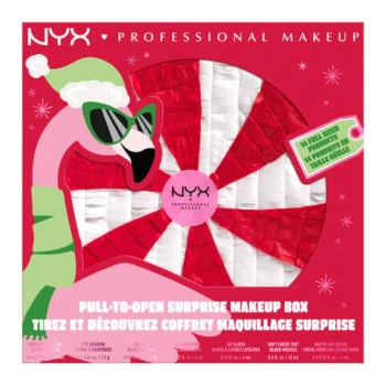 ניקס מארז איפור ⁦PULL-TO-OPEN SURPRISE MAKEUP BOX - Face and Lip Makeup Gift Set - 01 Pull To Sleigh⁩ בתכולת 14 יחידות