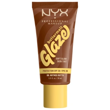 ניקס ⁦BUTTERMELT GLAZE⁩  מייק אפ טינט עד 24 שעות של לחות וגלואו לפנים - ⁦NUTMEG BUTTA 08⁩ בתכולת 30 מ״ל