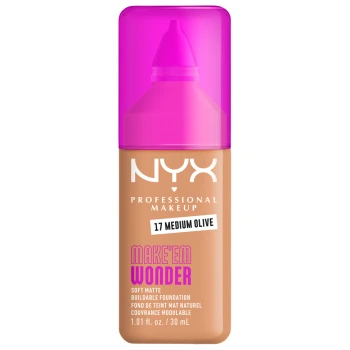 ניקס ⁦MAKE EM WONDER⁩  מייק אפ לגימור מאט טבעי ועמידות עוצמתית עד 24 שעות - ⁦MEDIUM OLIVE 17⁩ בתכולת 30 מ״ל