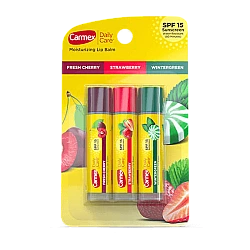 קרמקס מארז שפתוני לחות יומיים לשפתיים עם הגנה SPF 15 מגוון טעמים 3 יח 4.25 גרם כל אחד - Carmex