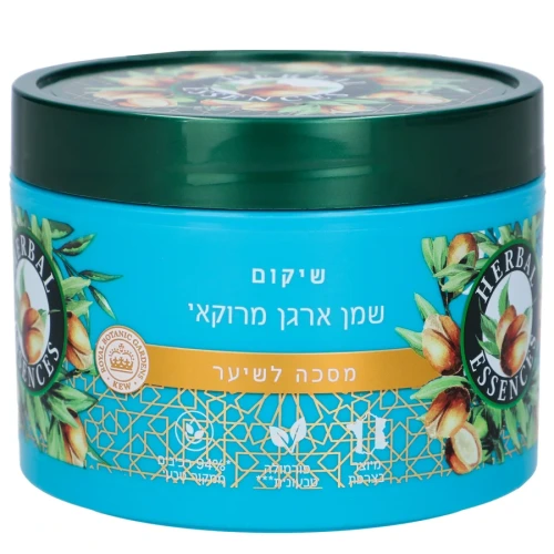 הרבל אסנס מסכה לשיקום השיער עם שמן ארגן 500 מ״ל