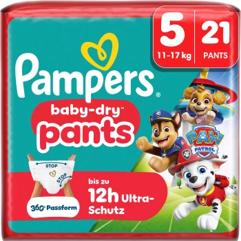 פמפרס בייבי דריי מכנסוני חיתול מפרץ ההרפתקאות מידה 5 באריזת 21 יחידות