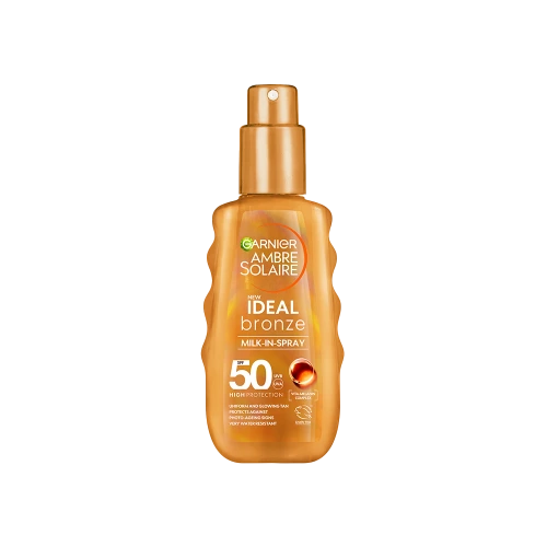 גרנייה תחליב הגנה במשאבה אידיאל ברונז ⁦SPF50 150⁩ מ״ל