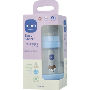מאמ בקבוק אנטי קוליק כחול מגיל לידה 160 מ״ל